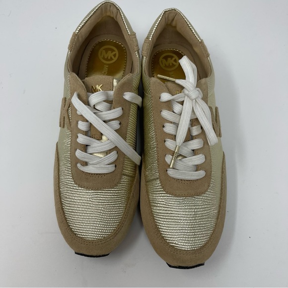 Michael Kors Gold And Tan Casual Stanton Trainer Sneakers sz 7.5 - Picture 6 of 11